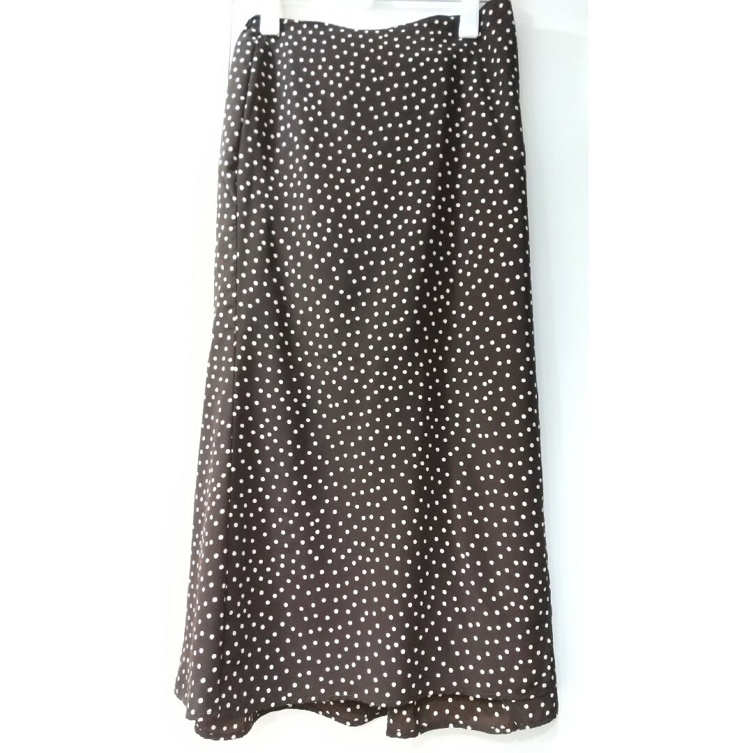 French Dot Wrap Skirt - Brown-