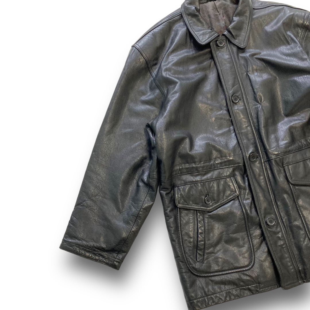 【Vintage Leather Jacket】90s 牛革 レザージャケット メンズのジャケット/アウター(レザージャケット)の商品写真