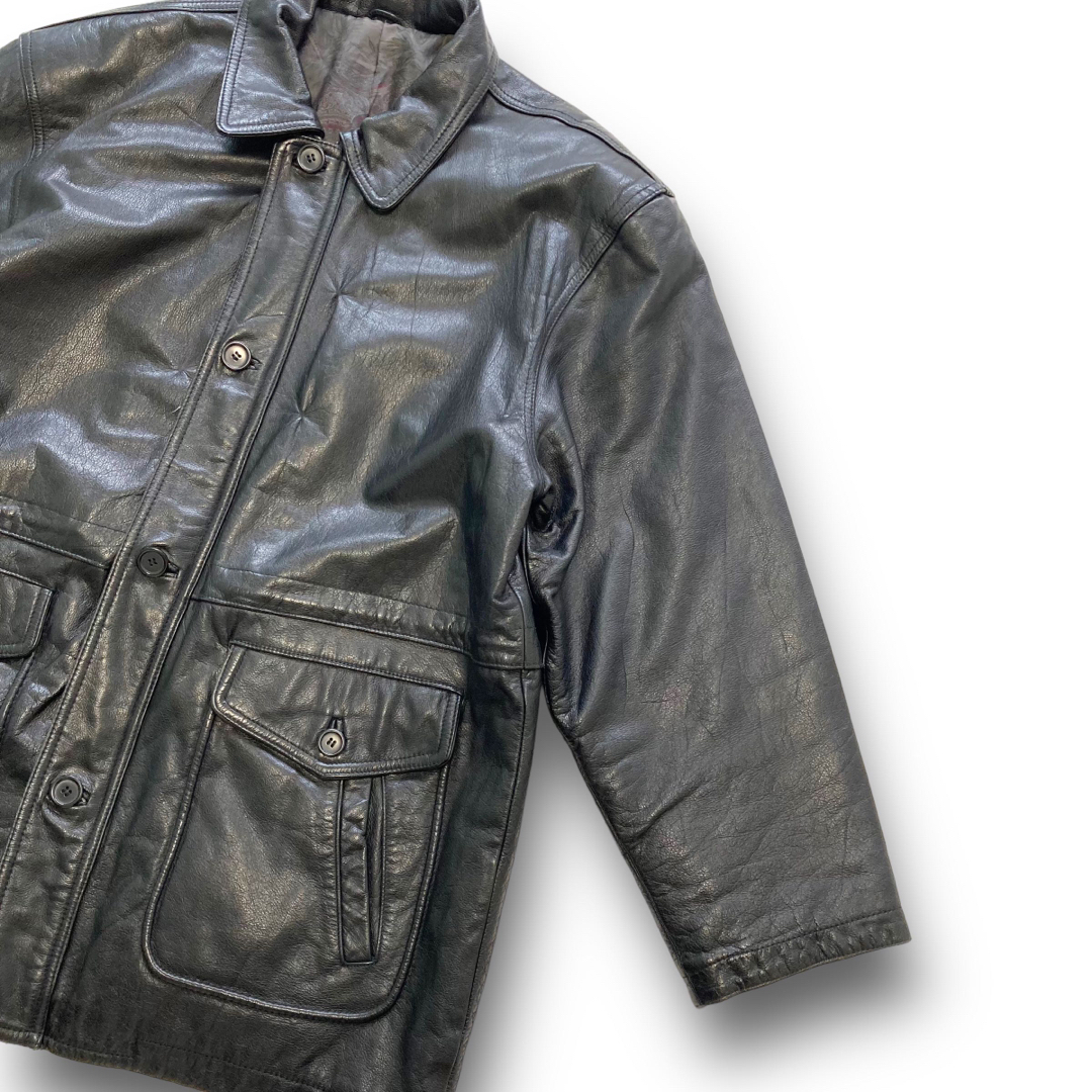 【Vintage Leather Jacket】90s 牛革 レザージャケット メンズのジャケット/アウター(レザージャケット)の商品写真