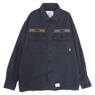 ダブルタップス(W)taps)のWTAPS ダブルタップス 長袖シャツ 19AW 192BRDT-SHM02 BUDS LS / SHIRT. COTTON. RIPSTOP リップストップ ミリタリー 長袖 シャツ ブラック系 1【中古】(シャツ)