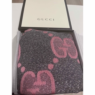 Gucci - GUCCI♡GGウール ラメ ジャカード スカーフ マフラー ピンク