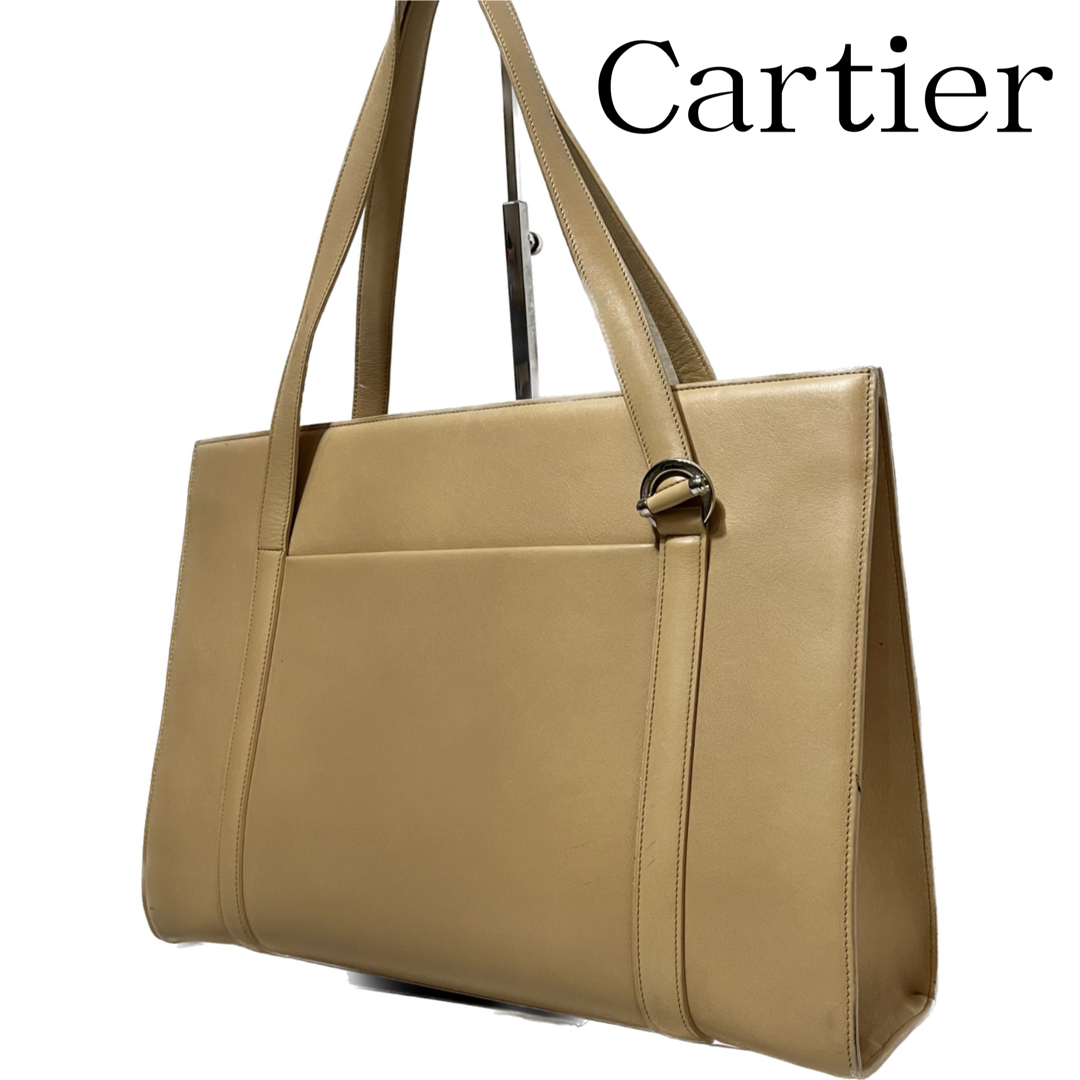 Cartier カルティエ トートバッグ ベージュ レザー ショルダー A4 | フリマアプリ ラクマ