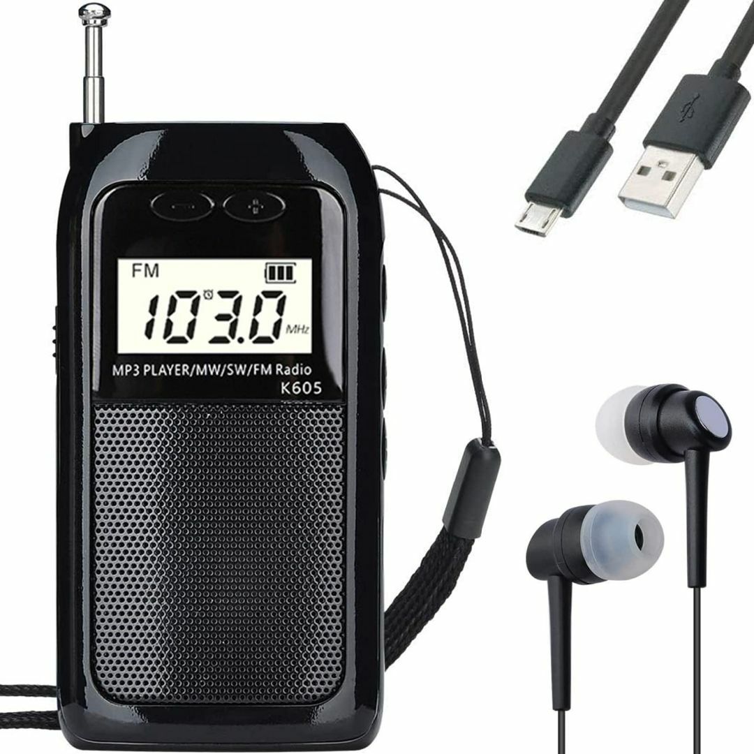 HanRongDa ポケットラジオ 小型 式 MP3プレーヤー AMFMワイドF