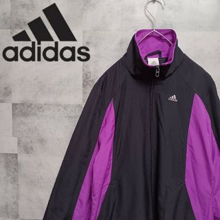 adidas アディダス レディースウィンドブレーカー L ブラック×パープル