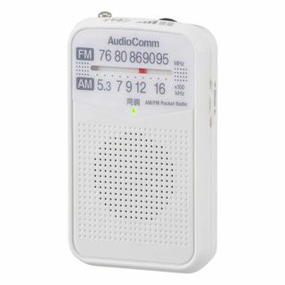 【カラー:ホワイト】オーム電機AudioComm AMFMポケットラジオ ポータ(ラジオ)
