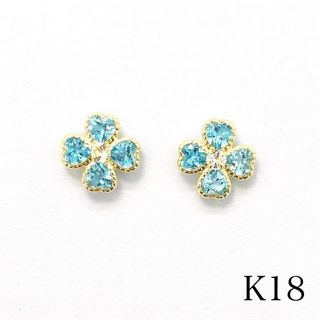 【新品】K18　ピアス　トパーズ　クローバー(ピアス)