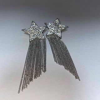 星 ピアス 流れ星 キラキラ スワロスキー シルバー(ピアス)