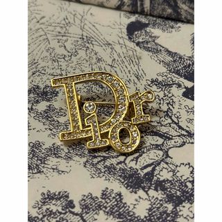 美品 ★Dior★ ブローチ リボン 楕円 オーバル サークル ロゴ ゴールド