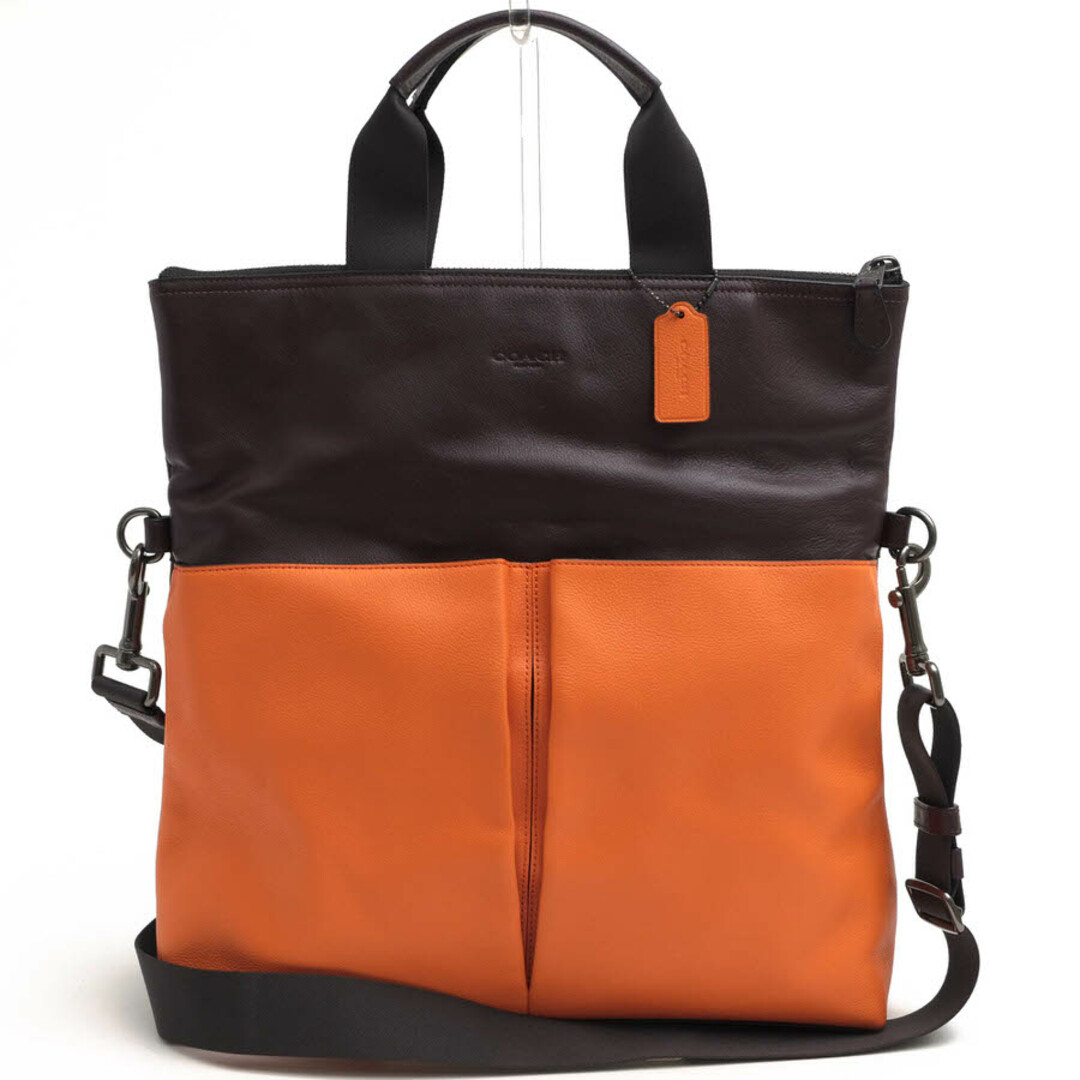 コーチ／COACH バッグ トートバッグ 鞄 ハンドバッグ メンズ 男性 男性用レザー 革 本革  F11740 Charles Foldover Tote In Colorblock Leather チャールズ フォルドオーバー トート カラーブロックレザー シボ革 シュリンクレザー バイカラー 2WAY ショルダーバッグ