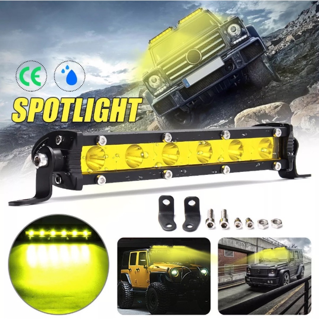 LED ライトバー 作業灯 フォグランプ 黄色 イエロー ワークライト アメ車 | フリマアプリ ラクマ