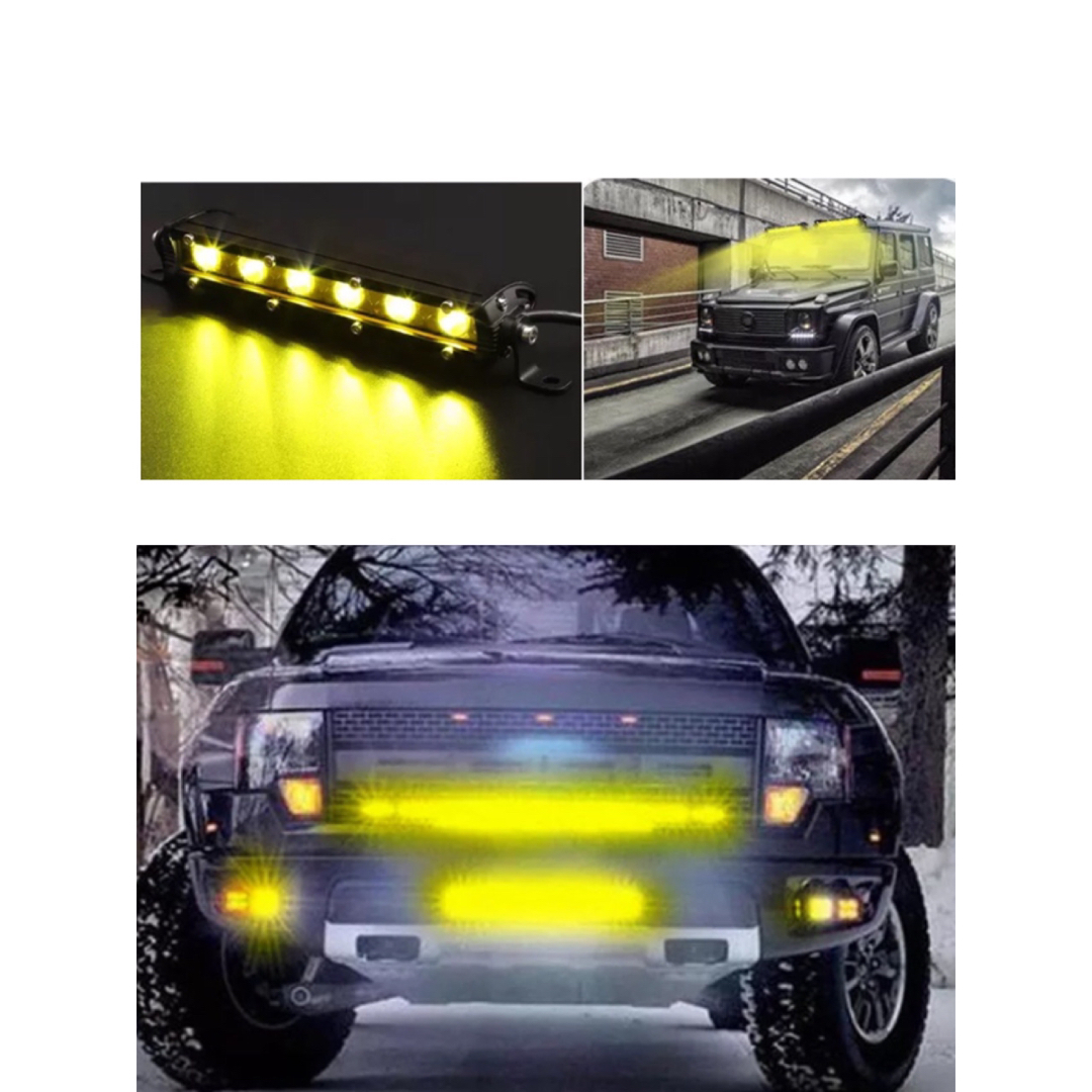 LED ライトバー 作業灯 フォグランプ 黄色 イエロー ワークライト アメ車