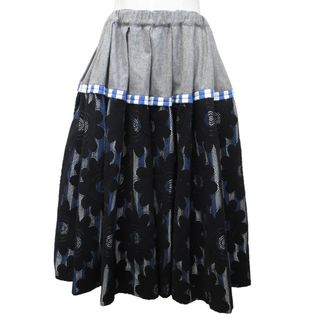 コムデギャルソン(COMME des GARCONS)のコムデギャルソン コムコム 美品 20AW イージースカート グレー 黒 青 S(ひざ丈スカート)