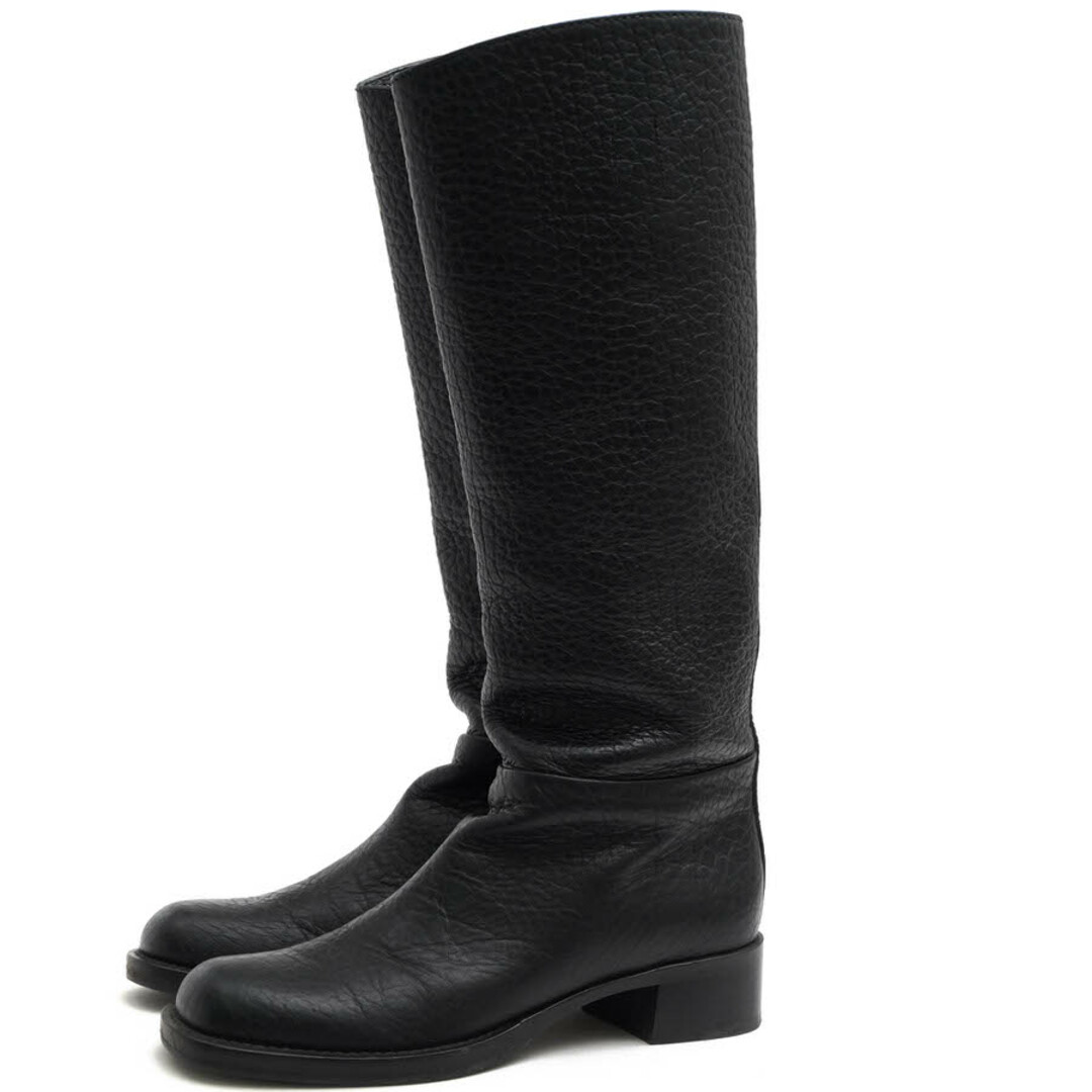 プラダ／PRADA ロングブーツ シューズ 靴 レディース 女性 女性用レザー 革 本革 ブラック 黒  プレーントゥ