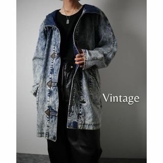 アートヴィンテージ(ART VINTAGE)の【vintage】ケミカルウォッシュ デニム 中綿 ダッフルコート Gジャン(ダッフルコート)