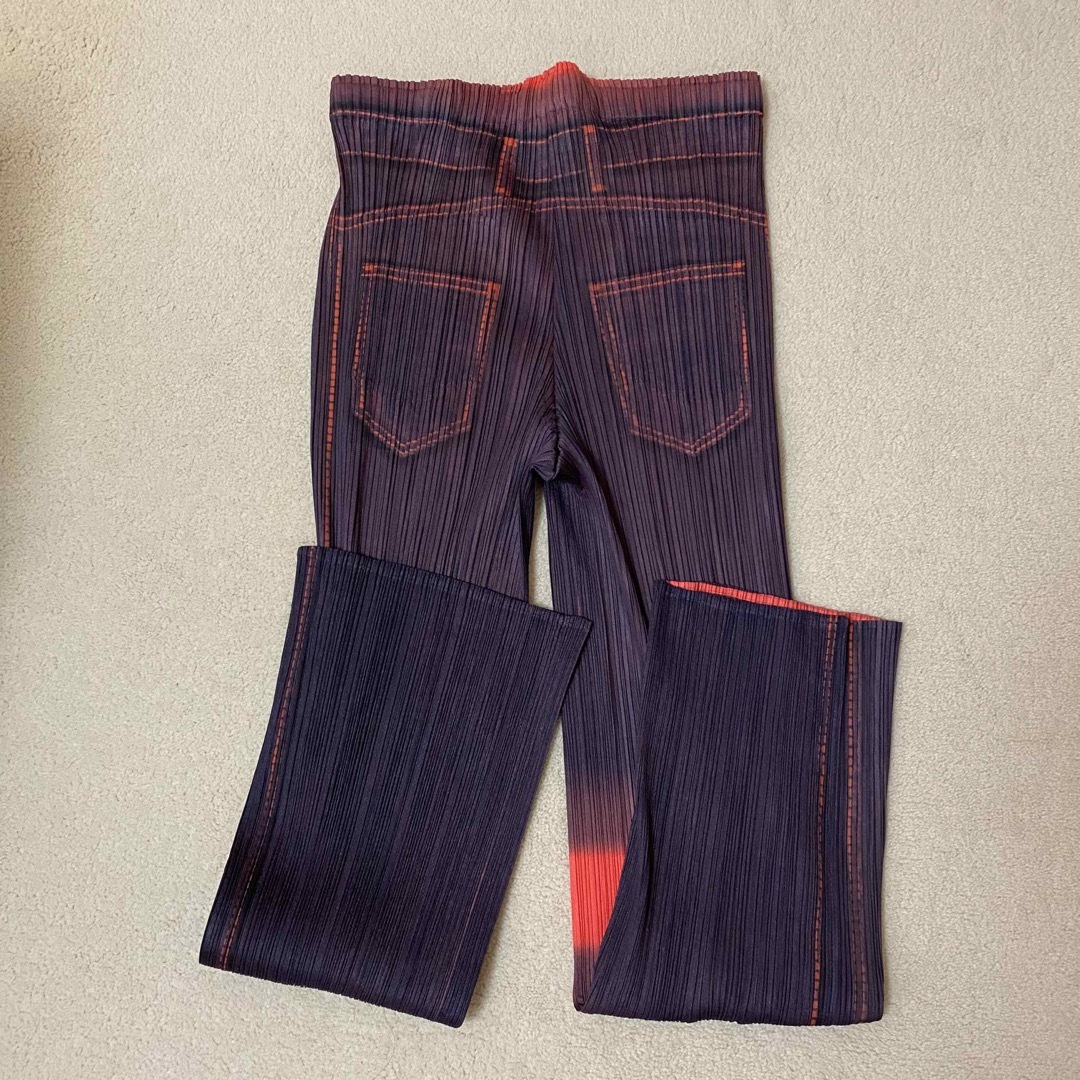 イッセイミヤケ PLEATS PLEASE デニム転写パンツ-