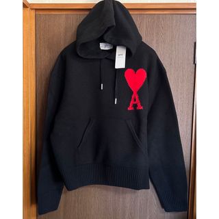 マルタンマルジェラ(Maison Martin Margiela)の黒M新品 AMI Paris アミ グラフィック ニット パーカー セーター(ニット/セーター)