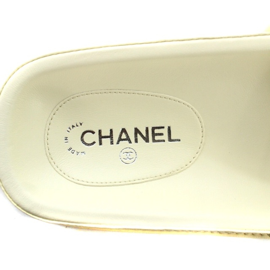 CHANEL - シャネル CHANEL サンダル マルチカラー ロゴ レザー 23cm 白