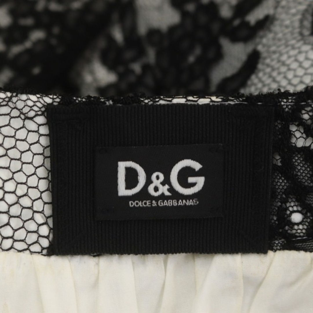 D&G(ディーアンドジー)のドルチェ&ガッバーナ 花柄レース ミニスカート 台形 タイト 36 黒 白 レディースのスカート(ミニスカート)の商品写真