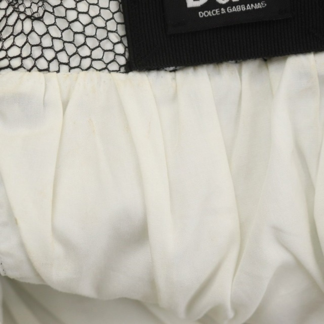 D&G(ディーアンドジー)のドルチェ&ガッバーナ 花柄レース ミニスカート 台形 タイト 36 黒 白 レディースのスカート(ミニスカート)の商品写真