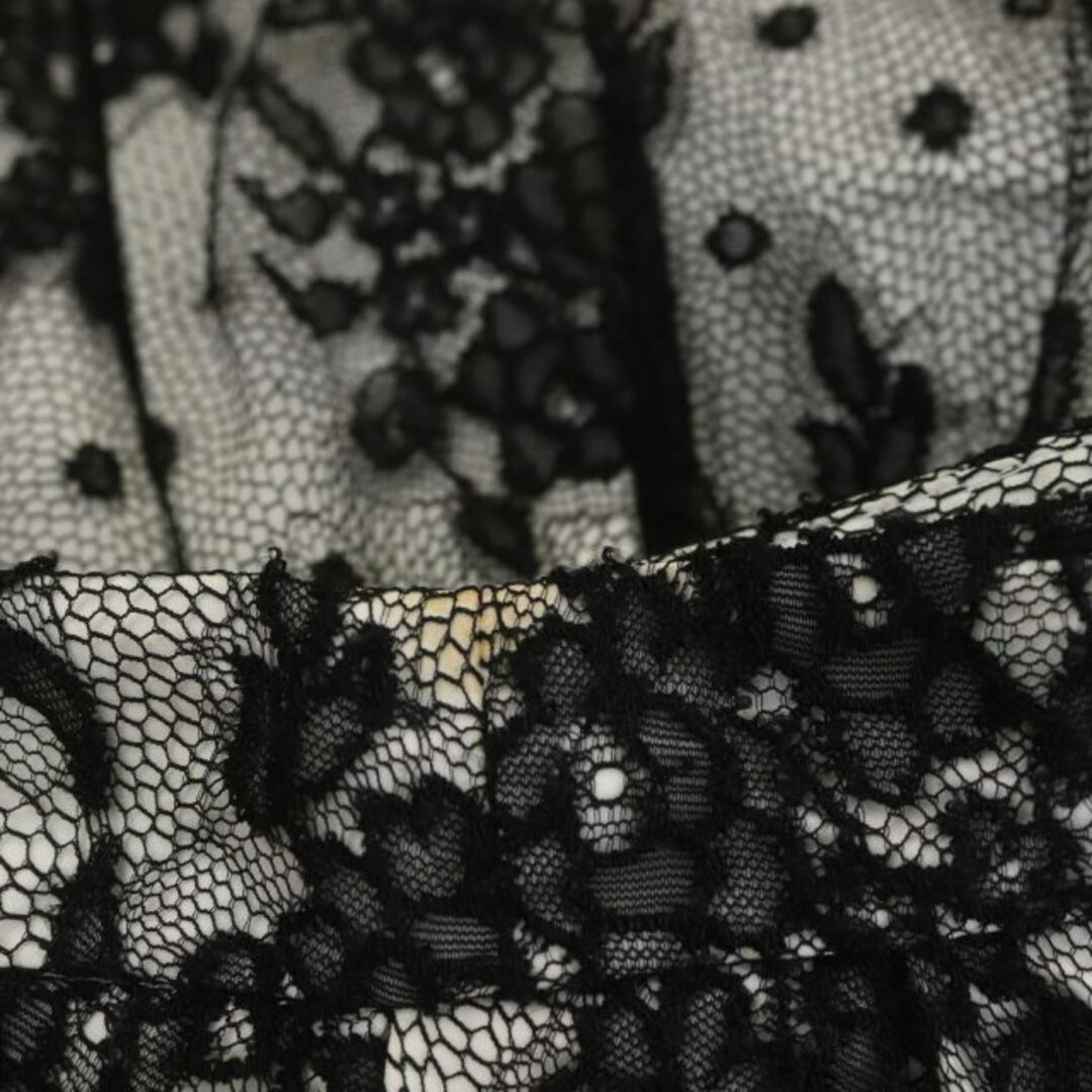 D&G(ディーアンドジー)のドルチェ&ガッバーナ 花柄レース ミニスカート 台形 タイト 36 黒 白 レディースのスカート(ミニスカート)の商品写真