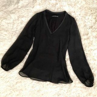 ザラ(ZARA)のZARA ザラ シフォン ブラウス ブラック XS(シャツ/ブラウス(長袖/七分))