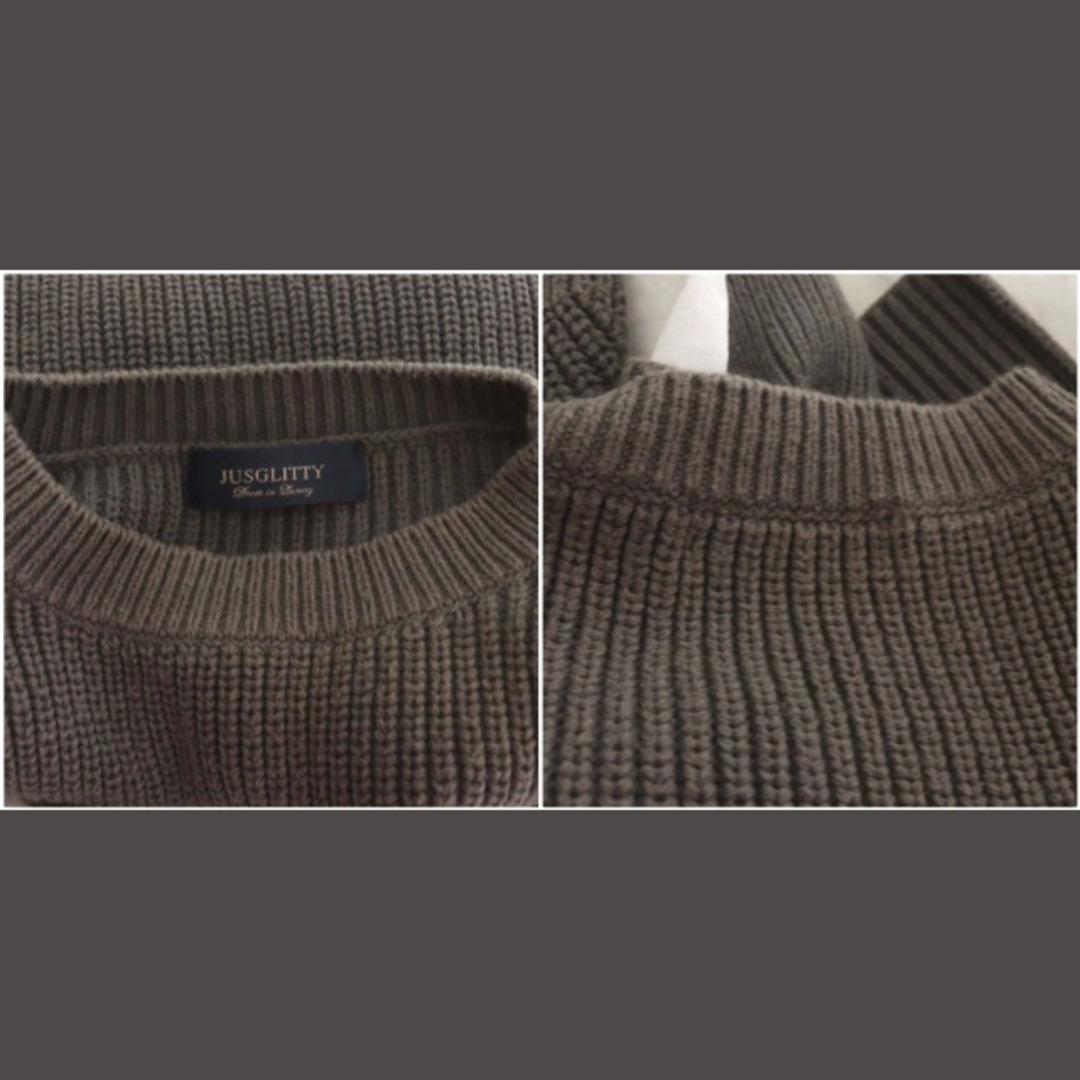 JUSGLITTY(ジャスグリッティー)のジャスグリッティー シャツレイヤードニット セーター 長袖 2 茶 白 レディースのトップス(ニット/セーター)の商品写真