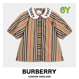 バーバリー(BURBERRY)のバーバリー　Burberry 丸襟　6Y 116cm ストライプ  半袖　シャツ(Tシャツ/カットソー)