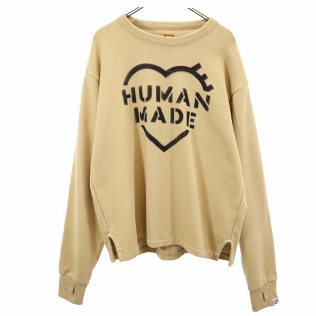 ベージュ商品番号ヒューマンメイド 日本製 両面プリント スウェット XL ベージュ HUMAN MADE_ トレーナー 長袖 裏起毛 ロゴ レディース   【231022】