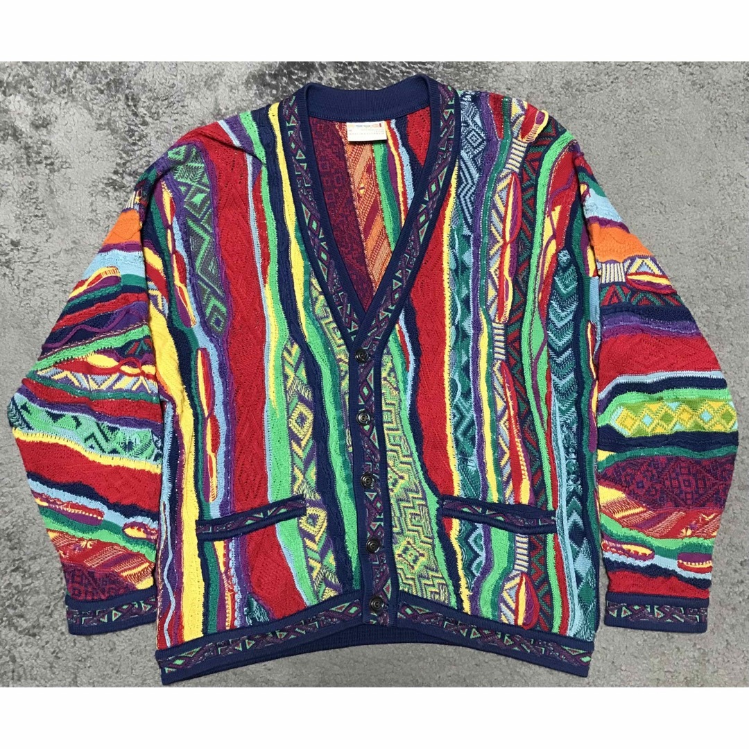 coogi マルチカラー3Dニットカーディガン