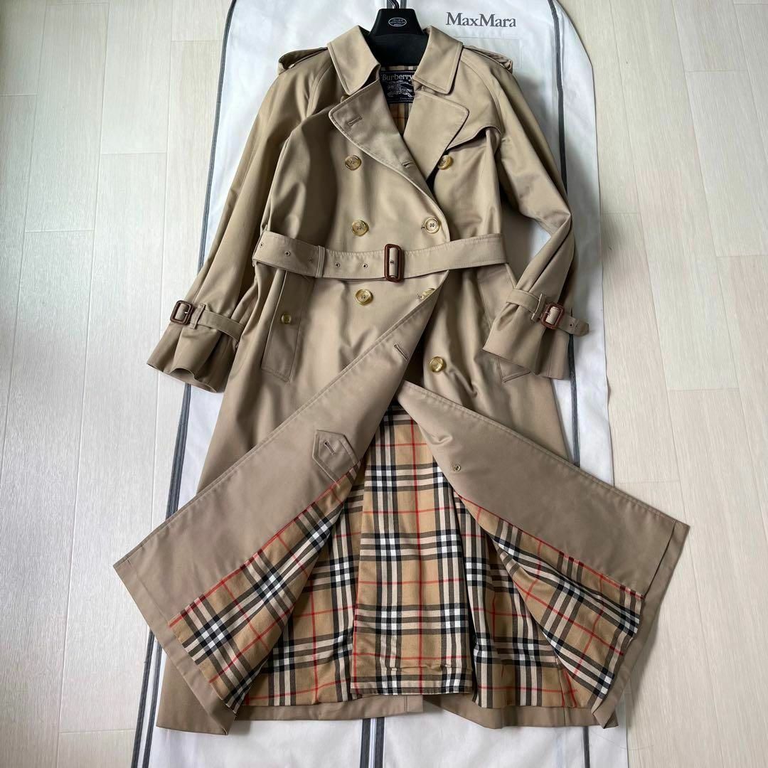 美品✨バーバリー ロング トレンチコート ノバチェック ベルト付き