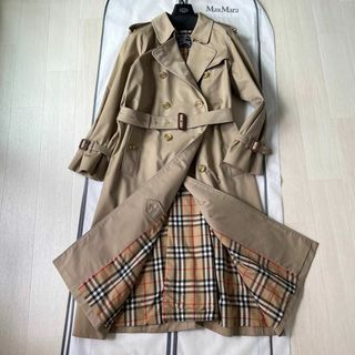 バーバリー(BURBERRY)の美品✨バーバリー ロング トレンチコート ノバチェック ベルト付き ベージュ(トレンチコート)