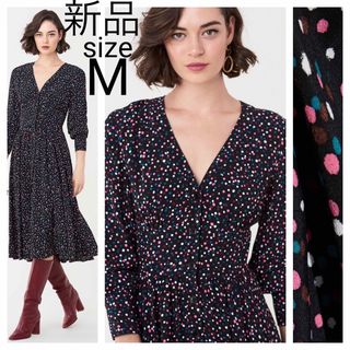 ダイアンフォンファステンバーグ(DIANE von FURSTENBERG)の新品 ダイアンフォンファステンバーグ ドットプリント フロントボタン ワンピース(ロングワンピース/マキシワンピース)