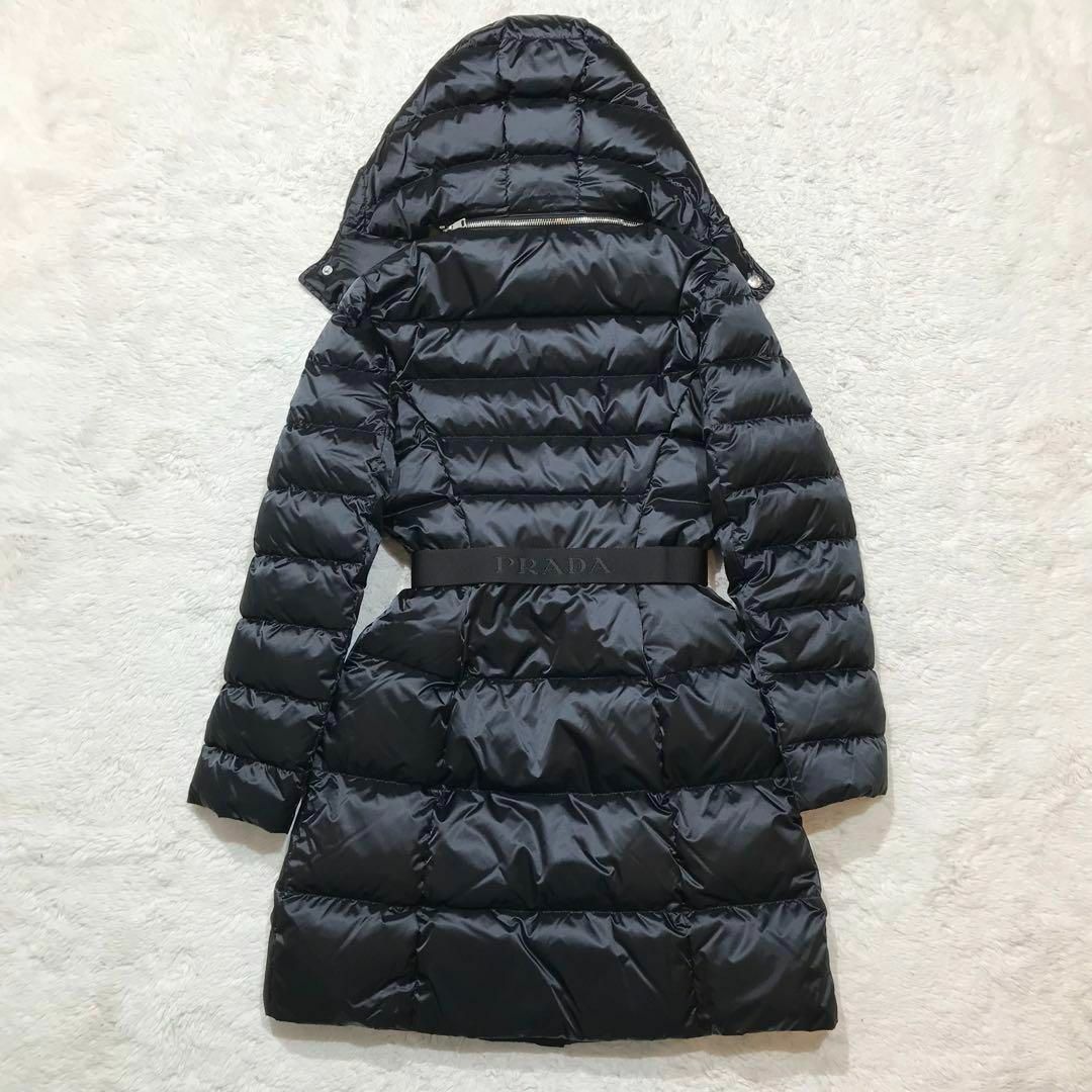 【新品未使用】PRADA プラダ ロングダウンコート ベルト付 ブラック 38 【新品未使用】PRADA プラダ ロングダウンコート ベルト付 ブラック 38