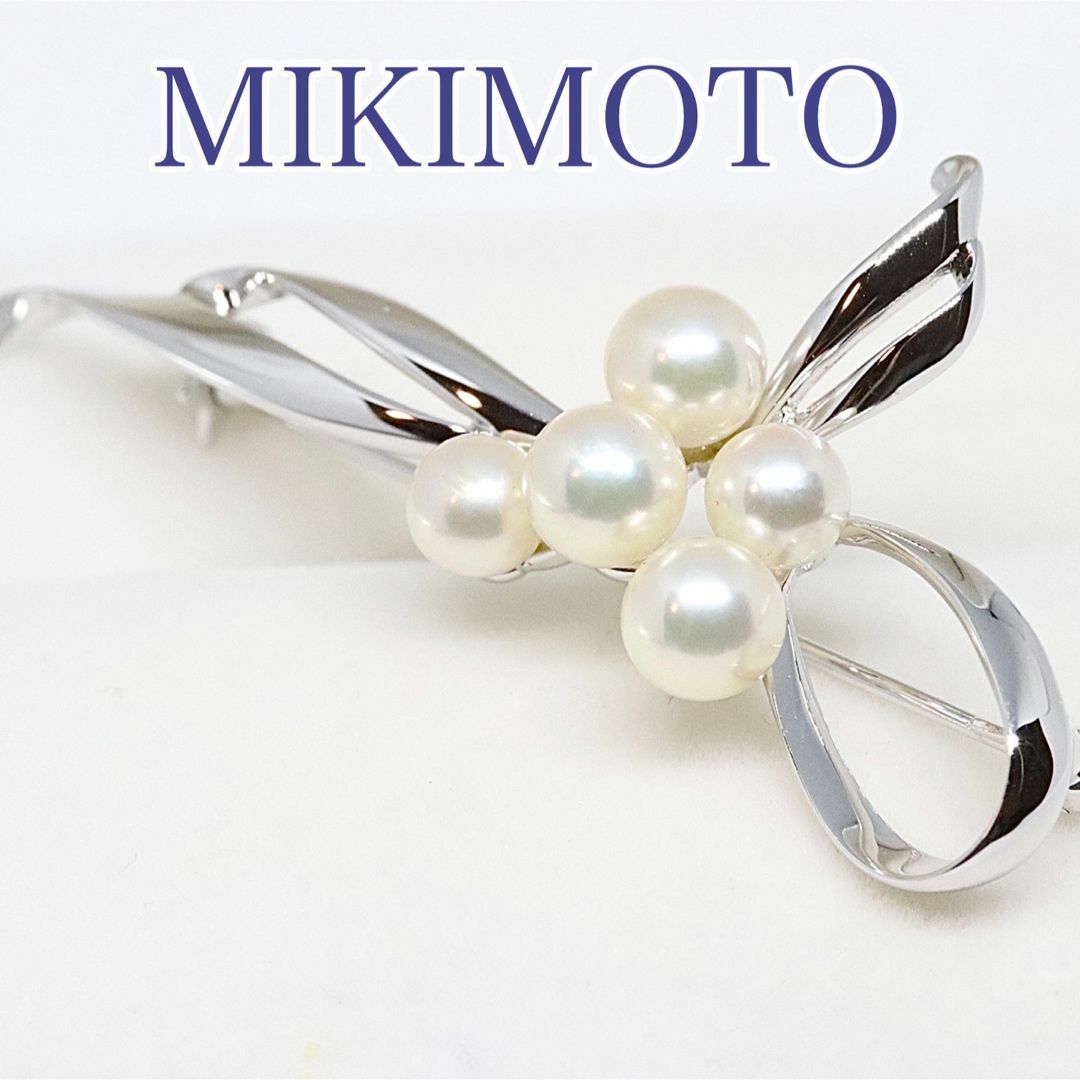 MIKIMOTO - 美品 ミキモト シルバー ブローチ パール リボンの通販 by