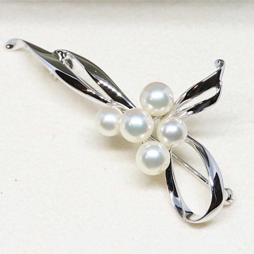 K14美品✨MIKIMOTO ミキモト パール ピンブローチ コサージュ シルバー