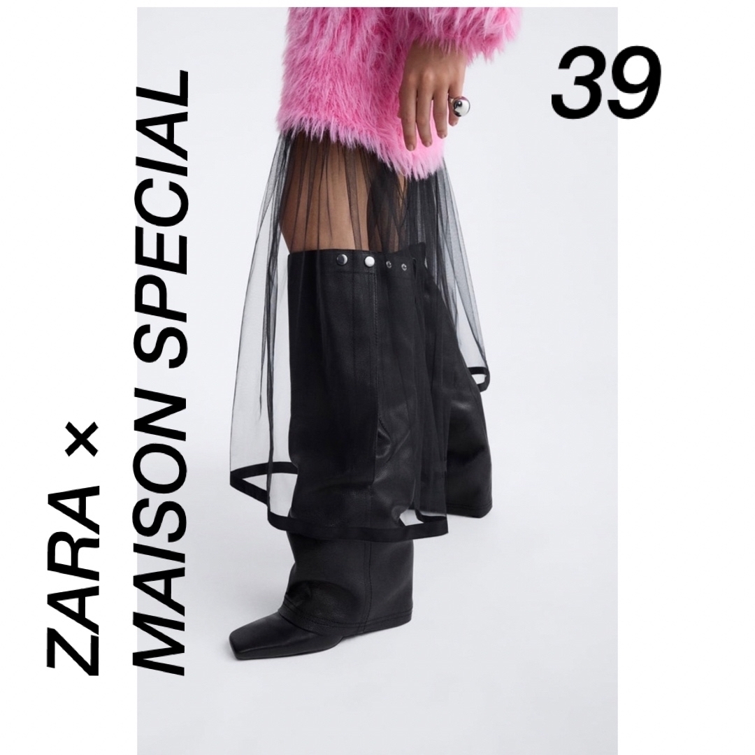 ZARA(ザラ)のレザー ハイヒール ニーハイブーツ X MAISON SPECIAL レディースの靴/シューズ(ブーツ)の商品写真