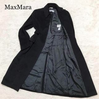 美品✨MaxMara アルパカ混ロングコート ビッグカラー 40 ブラック