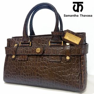 SAMANTHA THAVASA NEW YORK - 【極美品】Samantha Thavasa クロコダイル型押しレザーハンドバッグ