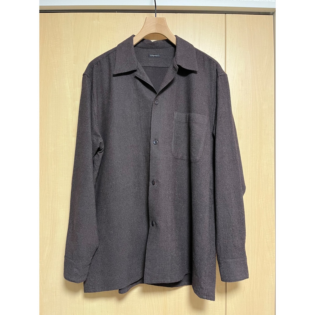 comoli 20aw 縮絨ウール オープンカラーシャツ navy サイズ2