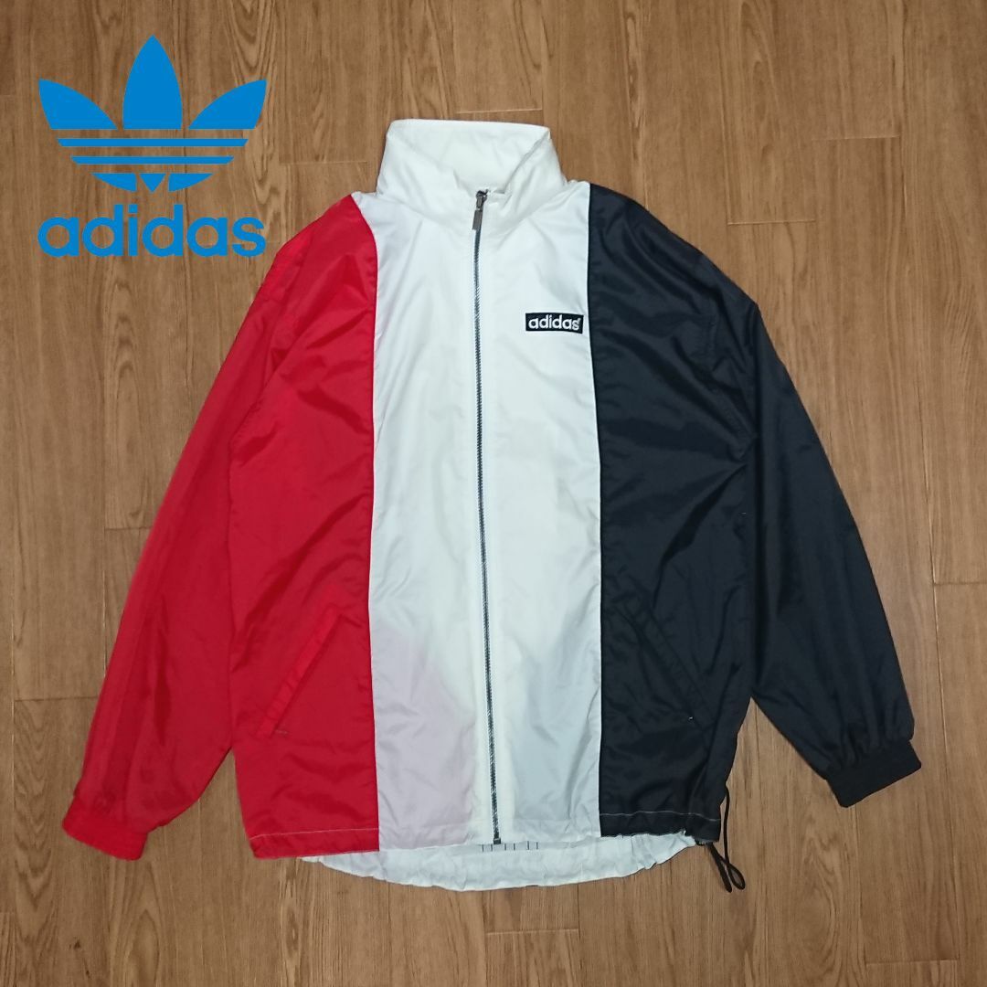 表記S着丈adidas　アディダス　ヴィンテージ　アシメ　ナイロンジャケット　90ｓ