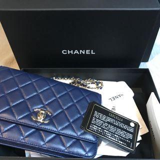 シャネル(CHANEL)の正規CHANEチェーンウォレット貴重なダークネイビー(ショルダーバッグ)