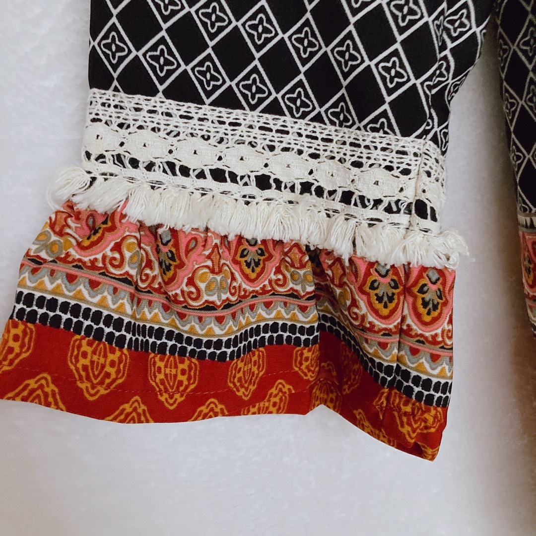 Xhilaration 民族衣装風 総柄 プリント 七分袖 羽織 チュニック M レディースのトップス(チュニック)の商品写真