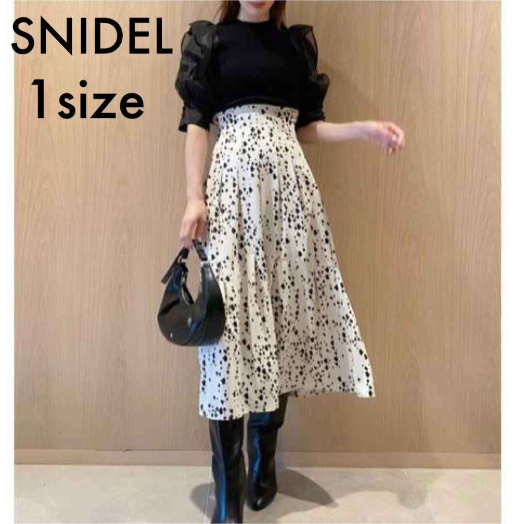 美品◼︎スナイデル SNIDELプリントタックスカート　サイズ1ダルメシアン