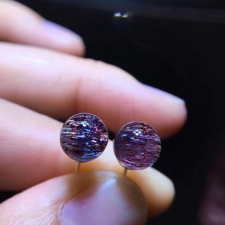 ⭐︎【高級】天然スーパーセブン ピアス s925 7.9mm ⭐︎【高級】天然スーパーセブン ピアス s925 7.9mm