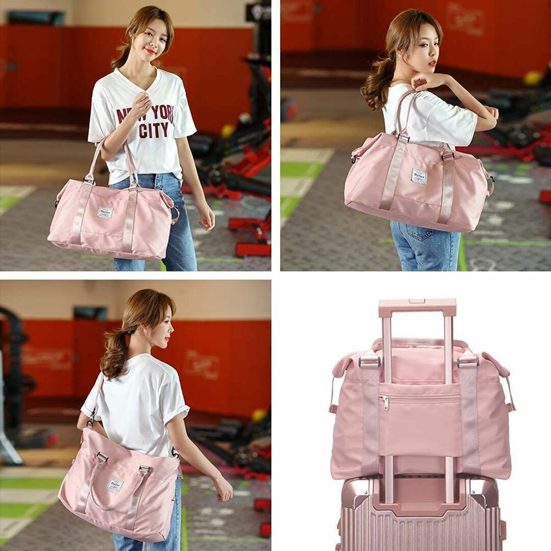 【色:ピンク】ボストンバッグ レディース 旅行バッグ 大容量 軽量 ジムバッグ 6