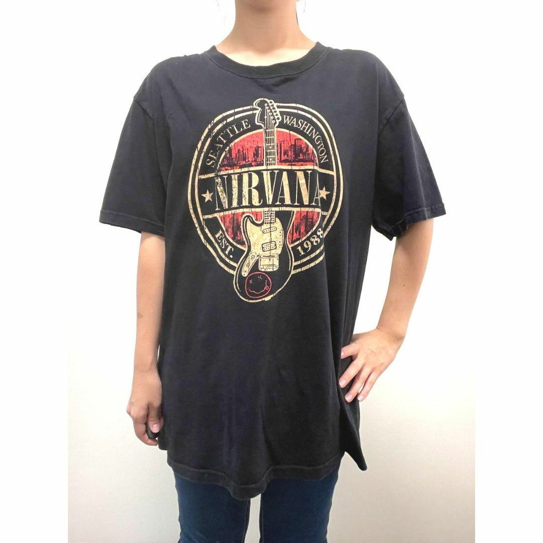 レア Tシャツ ニルヴァーナNIRVANA ブラック 黒 L 3