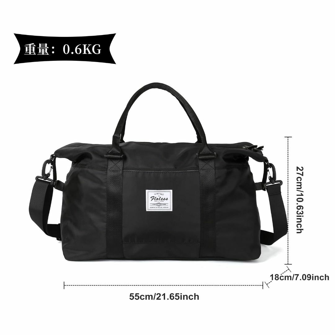 【色:ブラック】ボストンバッグ レディース 旅行バッグ 大容量 軽量 ジムバッグ 5