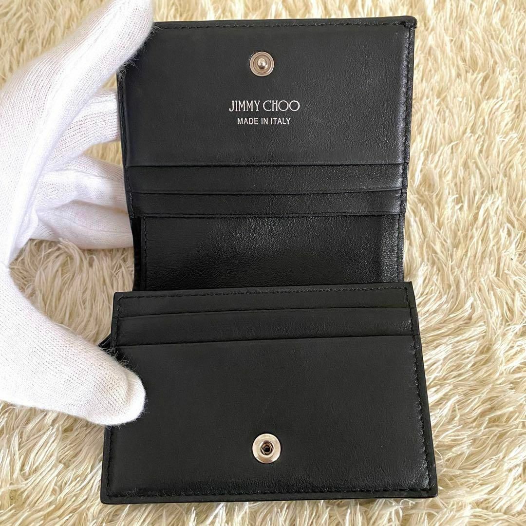 JIMMY CHOO(ジミーチュウ)の極美品✨ ジミーチュウ レザー クロコ型押し 二つ折り財布 ロゴ金具 レディースのファッション小物(財布)の商品写真