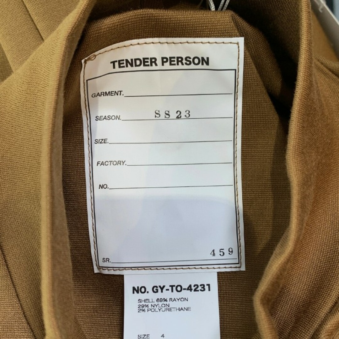 TENDER PERSON テンダーパーソン 23SS LOGO MOCKNECK TEE ロゴ モックネック Tシャツ カーキ Size 4 7