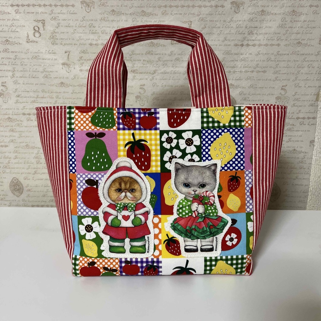 コヤンイサムチョン　トートバッグ　あんこ　シーズー犬　猫　リバーシブルバッグ ハンドメイドのファッション小物(バッグ)の商品写真